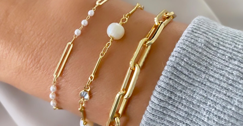 Pearl & Gold Link Bracelet